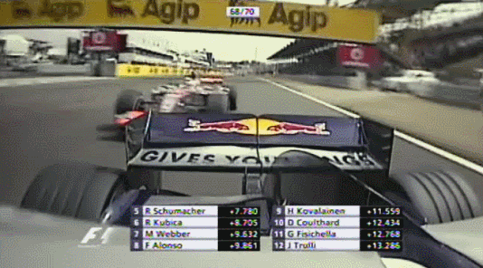 Alonso ovetakes Webber and Kubica 2007 Hungarian GP